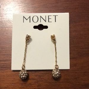 Monet Gold Drop Earring with champagne crystals